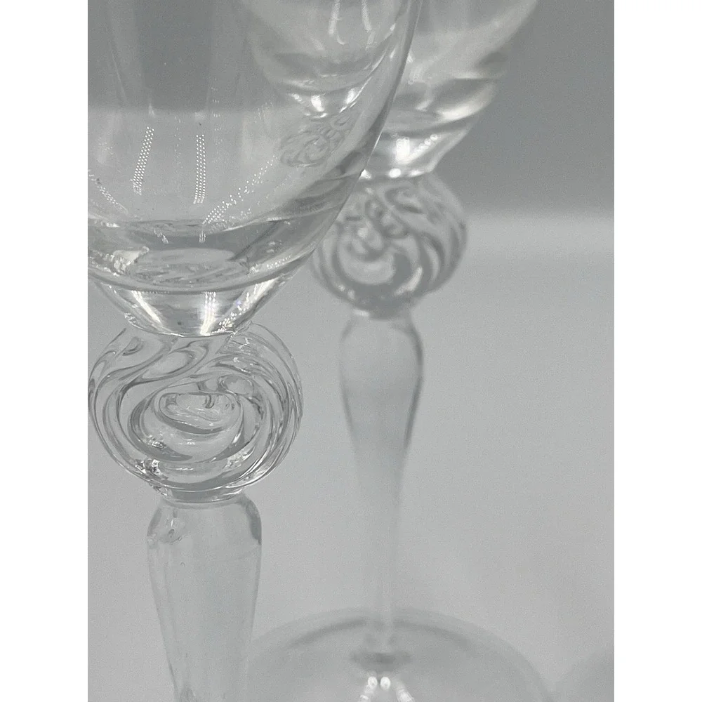 Vintage IVV Italy Grappa Glass Hand Blown Rosette‎ Twist Tear SET of 6 Liqeuer